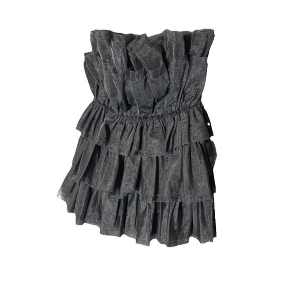 POWDER PUFF STRAPLESS TULLE MINI DRESS BLACK NWT Small Festival Whimsigoth Fairy - Picture 2 of 7